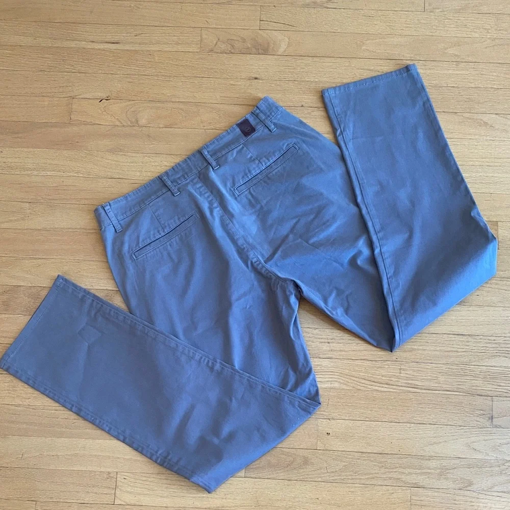 AG Adriano Goldschmied Mens 34 Slate Khaki Chino Tailored Trouser Pants